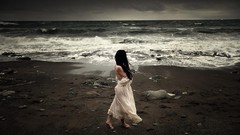 Landscapes nature ocean woman