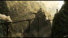 Landscapes nature paintings artwork fantasy art trains towns