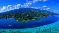 Landscapes nature panorama Islands Tahiti Oceans Beaches