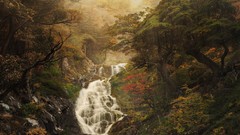 Landscapes nature paradise hell waterfalls between forests