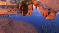 Landscapes nature red Arizona rocks reflections crossing 