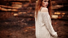 Landscapes nature red autumn woman sweaters