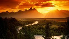 Landscapes nature rivers tetons