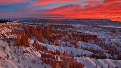 Landscapes nature snow clouds rock formations