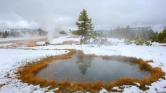 Landscapes nature snow hot springs