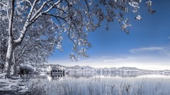 Landscapes nature snow lakes