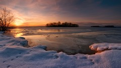 Landscapes nature snow lakes