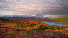 Landscapes nature snow Mountains clouds Alaska prairie colors 
