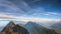 Landscapes nature snow Mountains clouds skies valleys