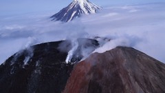 Landscapes nature snow Mountains clouds Volcanoes steam
