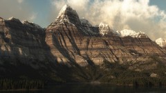 Landscapes nature snow Mountains clouds white Green brown 