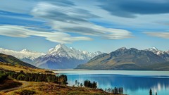 Landscapes nature snow Mountains hills calm lakes forests