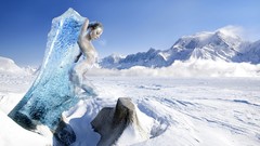 Landscapes nature snow Mountains ice woman Frozen nude artwork