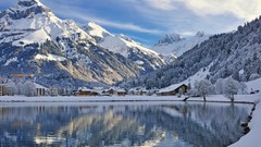 Landscapes nature snow Mountains lakes