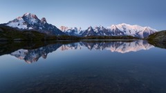 Landscapes nature snow Mountains lakes reflections blue skies