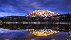 Landscapes nature snow Mountains morning lakes forests