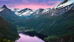 Landscapes nature snow Mountains Norway lakes HDR Photography 