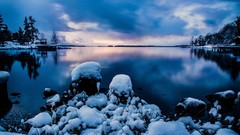 Landscapes nature snow night blue sky calm sweden stockholm 