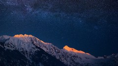 Landscapes nature snow night Stars Mountains germany Milky Way 