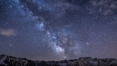 Landscapes nature snow Stars Mountains Milky Way night sky