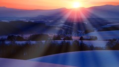 Landscapes nature snow sun Mountains