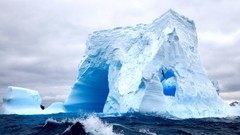 Landscapes nature snow water clouds cold ice Birds iceberg 