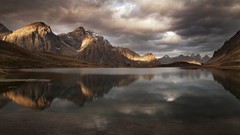 Landscapes nature snow water Mountains clouds light brown lakes 