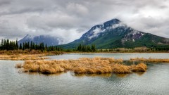 Landscapes nature snow water Mountains clouds spruce marsh 