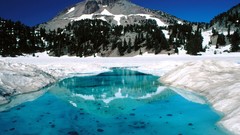 Landscapes nature snow water Mountains Lassen Volcanic National 