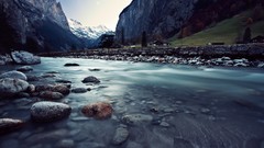 Landscapes nature snow water Mountains switzerland rocks rivers 
