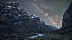 Landscapes nature snow water Stars Mountains Milky Way rivers 