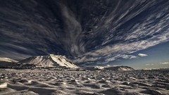 Landscapes nature snow winter blue Mountains clouds skies
