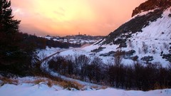 Landscapes nature snow winter hills Scotland fields
