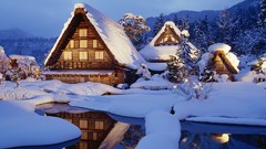 Landscapes nature snow winter light Japan