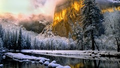 Landscapes nature snow winter Mountains clouds