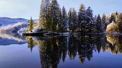 Landscapes nature snow winter Mountains lakes forests