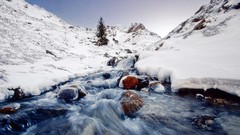 Landscapes nature snow winter Mountains streams