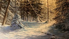 Landscapes nature snow winter paintings