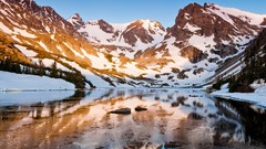 Landscapes nature snow winter water Mountains lakes skyscapes