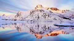 Landscapes nature snow winter water Mountains sky Norway 