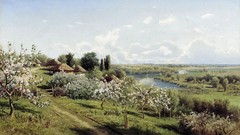 Landscapes nature spring digital art artistic cherry tree