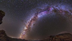 Landscapes nature Stars hills purple Milky Way infinite rocks 