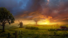 Landscapes nature storm fields