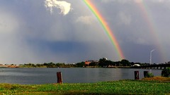 Landscapes nature sun clouds lakes reflections rainbows