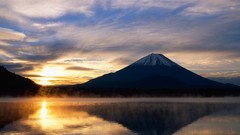 Landscapes nature sun Mountains clouds reflections