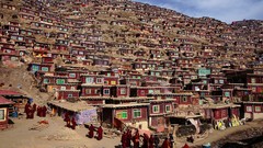 Landscapes nature Tibet houses national geographic cities nuns