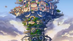 Landscapes nature Trees Aircraft tower paintings drawings 