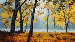 Landscapes nature Trees autumn paintings drawings