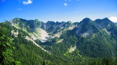 Landscapes nature Trees blue Mountains clouds Green olympic 