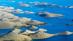 Landscapes nature Trees blue ocean hills Green Islands croatia 